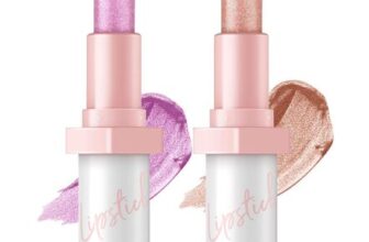 2 Pcs Glitter Pink Lipstick, Long-Lasting Metallic Lip Color