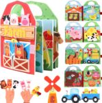 2026 New Models Busy Board for Toddlers: 3D Portable Felt Animal Farm Montessori Toy Busy Book for 1 2 3 4 Year Old Boy Girl Gifts Sensory Travel Educational Toy (Red)