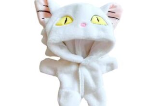 20cm Plush Cat Doll Onesies Dress up Accessories (White)