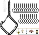 22 PCS Metal Black Eye Screw Hooks for Hanging Heavy Duty.Windproof Ceiling Hooks for Hanging Plants,Cup,Wind Chime,Bird Feeders,Christmas String Lights at Indoor&Outdoor 2.2 Inch