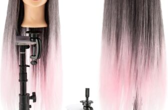 24 Inch Hairdressing Mannequin Head with Clamp Salon Training Head for Hair Styling, Cutting, Braiding & Coloring Practice, Realistic PVC & High-Temperature Fiber Hair (Pink)