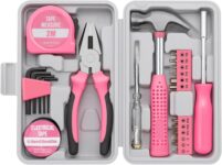 24PCS Household Hand Tool Set with Storage Case DIY Home Repair (Pink)