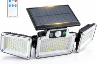 280 LED Solar Flood Lights Outdoor 3 Adjustable Heads Solar Lights IP65 Waterproof for Yard Garage Driveway Patio Garden Easy to Install 270 Wide Lighting Angle (1)