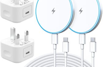 2Pack 15W Wireless Charger and 20W Fast Charger Plug with 6FT USB C Cable LED Magnetic Pad and iPhone Charger with Long USB-C to USB-C Cable for iPhone17 16 15 14 13 12 Pro/Pro Max/Air/Plus,Airpods
