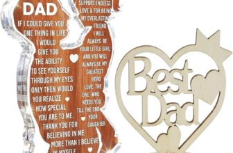 2pcs Dad Birthday Gifts, Sentimental Keepsakes for Father-Daughter Relationships,Decorative Set with Portrait and Letter Ornaments, Ideal for Home Display and Personal Carry