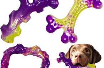 3-Pack Indestructible Dog Toys for Aggressive Chewers 30-85lbs Hard Nylon Bones Dog Chew Toys for Medium & Large Dogs, Bacon Flavour Tough Dog Toys for Boredom, Durable Strong Dog Toy