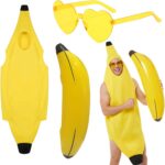 3-Piece Banana Pyjamas Outfit for Adults, Banana Costume, Funny Costumes, Humorous Costume for Social Gatherings and Gift Giving