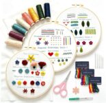 3 Sets Beginner Embroidery Kits Cross Stitch Kits with Floral Designs