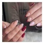 30pcs Press-on Polka Dot Reusable False Nails