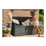 320L Plastic Garden Storage Box Black or Dark Grey