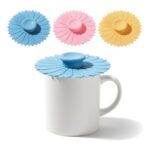 3Pcs Silicone Cup Lids 10cm Sunflower Covers (3 Colors)