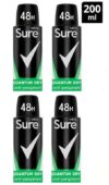 4 x Sure Men Quantum Dry/ Active/ Invisible Ice Fresh/ Women Invisible Pure/ Cotton/Bright 48h Antiperspirant Deodorant 200ml-Clubcard Price