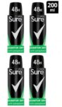 4 x Sure Men Quantum Dry/ Active/ Invisible Ice Fresh/ Women Invisible Pure/ Cotton/Bright 48h Antiperspirant Deodorant 200ml-Clubcard Price