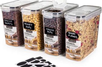 4Pcs Set Plastic Food Storage Containers Practical Cereal Dispenser Food Grade and BPA Free – Sold by MALMO / FBA