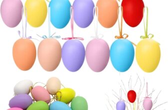 50Pcs Easter Eggs Decorations, Easters Tree Hanging Plastic Ornaments Hanging Plastic Eggs Ornament for DIY Crafts Party Home Decor Easter Gift (50Pcs Colorful)