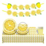 52-Piece Fruit Theme Kids Birthday Tableware Set (Lemon)