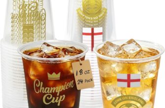 532 ml 24-Count Plastic Football Party Cups – World Cup Champion England National Flag Themed Disposable Cups for Fan Event Decorations Match-Day Festival, Salute 1966 Champion, COME ON ENGLAND 2026