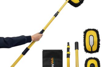 55 Extendable Car Wash Brush with Microfibre head Mop & Storage Bag, Portable Cleaning Kit