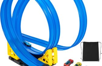 5M Flexible Car Race Track Set for Kids with 4 Toy Cars 2 Ramps 4 Suction Cups and Storage Bag Indoor Play Gift for Boys and Girls Age 3 to 8