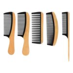 5pc Bamboo Anti-Static Comb Set: Wide, Fine & Rat-Tail Teeth