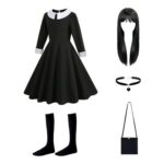 5pc Black Gothic Princess Costume Set for Girls with Accessories