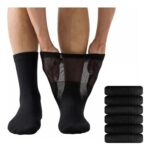6 Pairs Black 100% Cotton Mens Diabetic Non-Elastic Socks