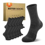 6 Pairs Cushioned Sports Socks for Men Women Cotton Crew Socks, Size 9-12