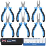 6-Pc Mini Pliers Set, Linesman, Long Nose, Needle Nose, Bent Nose, Diagonal Cutting & Wire Cutters – Sold by Mendota Merchants LLC / FBA