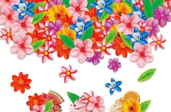 60 PCS Multicolored Flower Cupcake Toppers