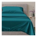 600 TC Twin 3pc Sateen Sheet Set, 100% Cotton, Teal
