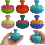 6Pcs Silicone Thumb Rocker Fidget Toys, Tactile Quiet Sensory Gadgets for Office Classroom Travel, Quiet Desk Fidget Set for Adults Teens, Autism ADHD Anxiety