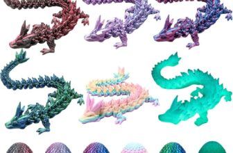 6pcs 3D Printed Dragon in Egg, Fully Articulated 3D Printed Fidget Toy, Fantasy 3D Dragon Eggs with Dragon Inside, Easter Basket Fillers, Crystal Dragon Figurines for Kids & Adults Home Decor