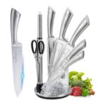 9-Piece Stainless Steel Knife Set with Sharpener (Silver)