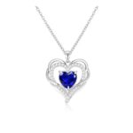 925 Sterling Silver Birthstone Heart Necklace, 12 Colours, CZ Pendant
