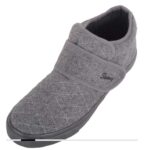 ABSOLUTE FOOTWEAR Easy Slip On Touch and Close Bootie Slipper with Stitch Detail