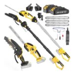 AIKUSICK 4-in-1 Cordless Hedge Trimmer, Mini Chainsaw, Pole Saw