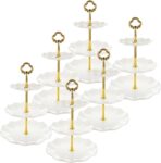 AKOLAFE 6 Pack 3 Tier Cake Stand White Cake Stand Plastic Afternoon Tea Stands Cup Cake Fruit Dessert Stand Display Cupcake Stand for Wedding, Birthday, Party