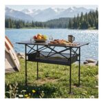 ALPHA CAMP Folding Picnic Table, Adjustable Height Roll-Up