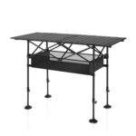 ALPHA CAMP Folding Table, Adjustable Height, Mesh Layer, 118x55x96 Cm