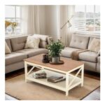 ALPHA HOME Coffee Table with Storage Shelf