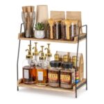 ANBOXIT Countertop Coffee Station Organizer, 2 Tier Wooden Shelf