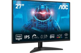 AOC 27B36X 27 inch FHD Gaming Monitor 144Hz, IPS Panel, 4ms GtG, HDR10, (1920×1080 HDMI 1x 1.4 DP 1x 1.4) Black