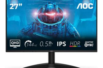 AOC Q27B36X – 27 QHD (2560×1440), IPS Panel, 144Hz Refresh, 0.5ms Response, HDR10, Adaptive Sync Gaming Monitor – with code