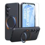 AOUIA S25 FE Case with 2 Screen Protectors, Kickstand, Black