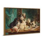 AREBOLO Retro Cat Wall Art Vintage Farmhouse Wood Framed 12×16