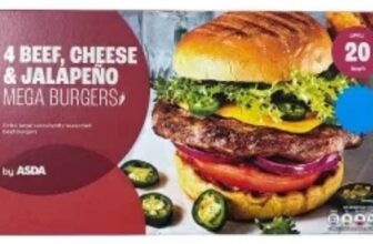 ASDA 4 Beef, Cheese & Jalapeño or Smoky Onion Mega Burgers 680g