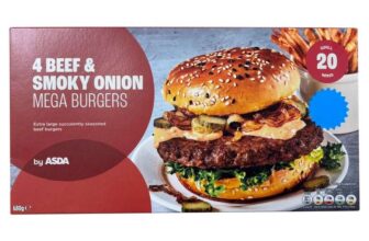 ASDA 4 Beef & Smoky Onion Mega Burgers 680g