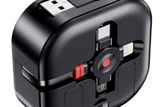 ASICEN Fast Retractable Phone Charger, 1.2M, 3 in 1 Multi USB Cable 4.5A Fast Charger, Lightning/Type C/Micro USB, iPhone, Samsung Galaxy, Huawei, PS, Tablets, Pixel