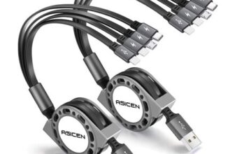 ASICEN Retractable USB Charging Cable, 4-in-1, 1.5m