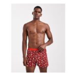 ASOS DESIGN Christmas Boxers with Retro Graphic in Red